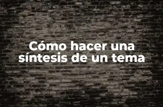 Cómo Hacer una Síntesis de un Tema