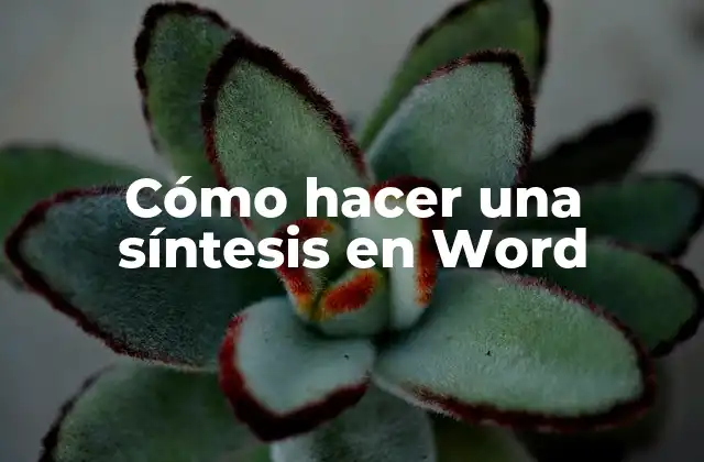 Cómo Hacer una Síntesis en Word