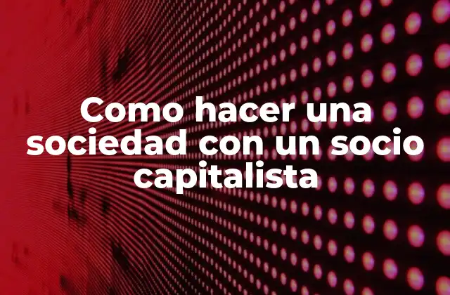 Como Hacer una Sociedad con un Socio Capitalista