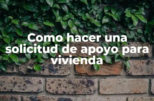 Como Hacer una Solicitud de Apoyo para Vivienda