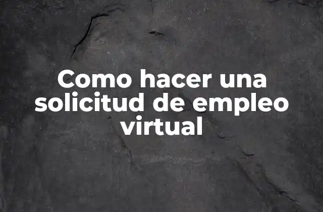 Como Hacer una Solicitud de Empleo Virtual