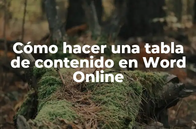 Cómo Hacer una Tabla de Contenido en Word Online