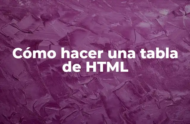 Cómo Hacer una Tabla de Html