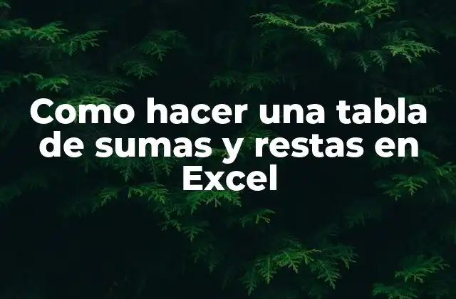 Como Hacer una Tabla de Sumas y Restas en Excel