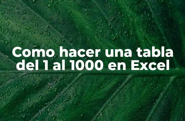 Como Hacer una Tabla Del 1 Al 1000 en Excel
