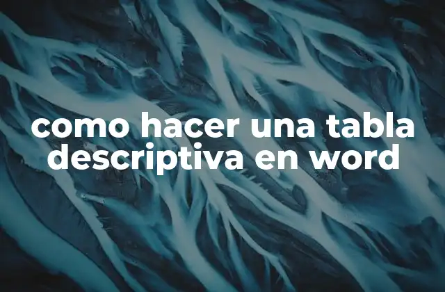 Como Hacer una Tabla Descriptiva en Word