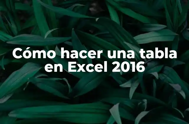 Cómo Hacer una Tabla en Excel 2016