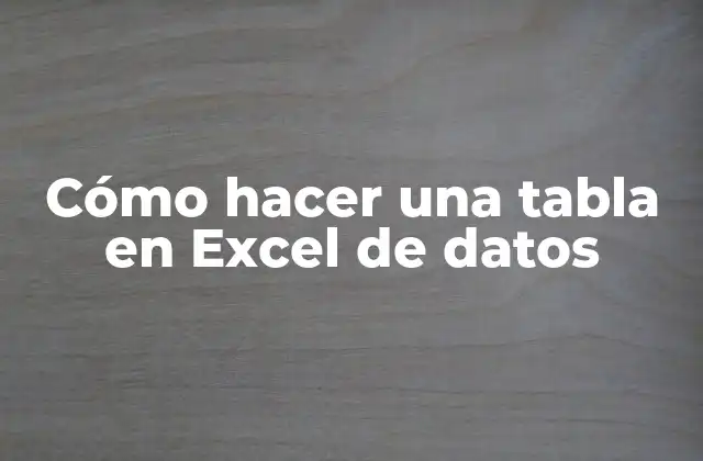 Cómo Hacer una Tabla en Excel de Datos