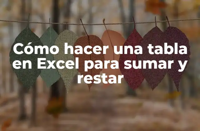 Cómo Hacer una Tabla en Excel para Sumar y Restar