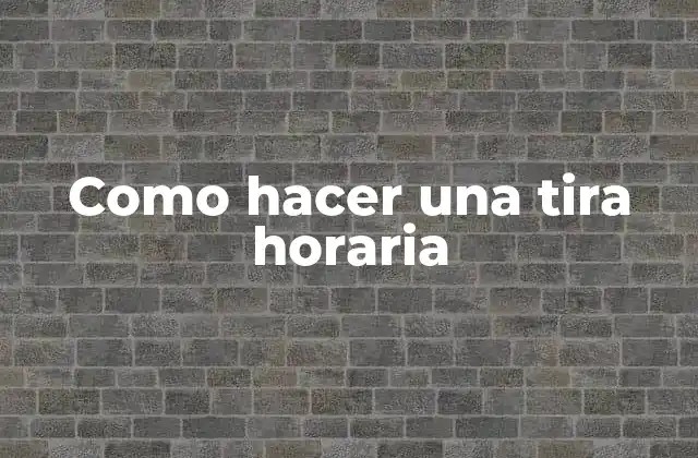 Como Hacer una Tira Horaria