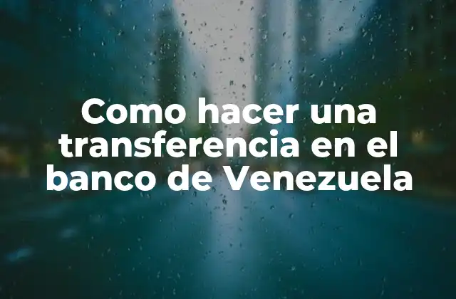 Como Hacer una Transferencia en el Banco de Venezuela