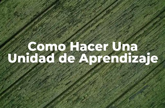 Como Hacer una Unidad de Aprendizaje