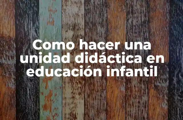 Como Hacer una Unidad Didáctica en Educación Infantil