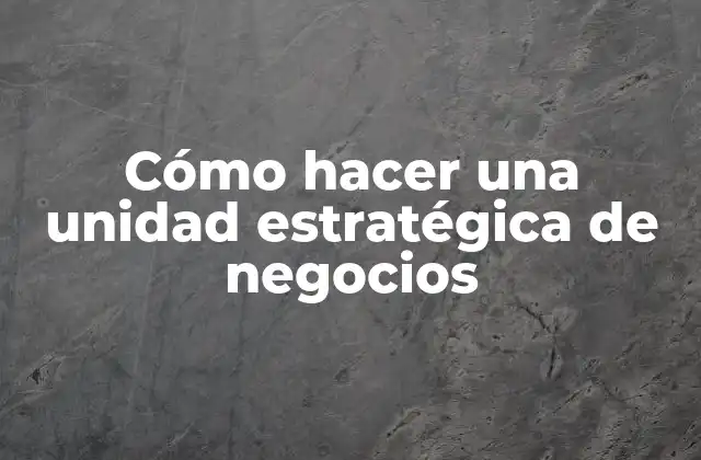 Cómo Hacer una Unidad Estratégica de Negocios