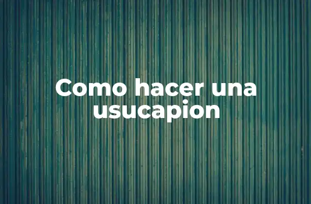 Como Hacer una Usucapion 2 ¿Qué es la usucapion?