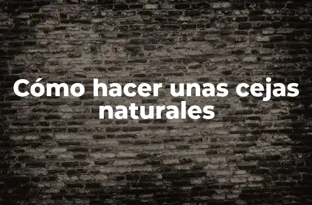 Cómo Hacer unas Cejas Naturales