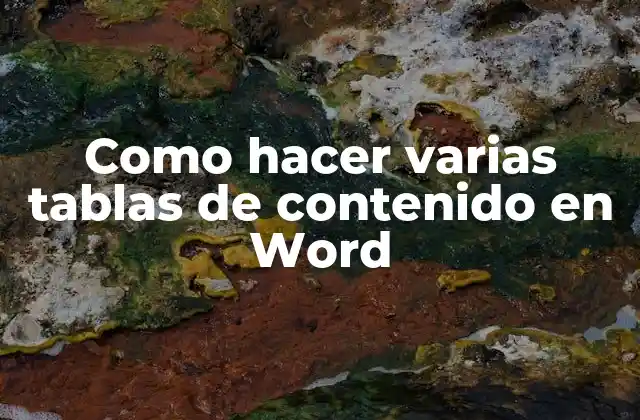 ¿Qué son varias tablas de contenido en Word?
