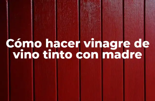 Cómo Hacer Vinagre de Vino Tinto con Madre
