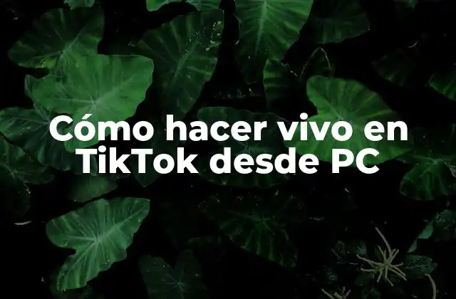 Cómo Hacer Vivo en Tiktok desde Pc