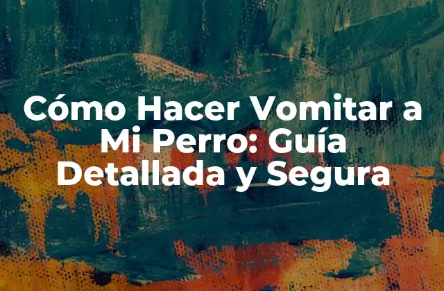 Cómo Hacer Vomitar a Mi Perro: Guía Detallada y Segura
