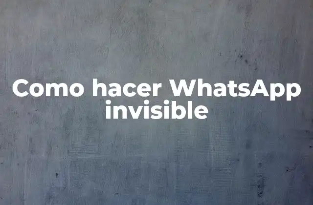 Como Hacer Whatsapp Invisible