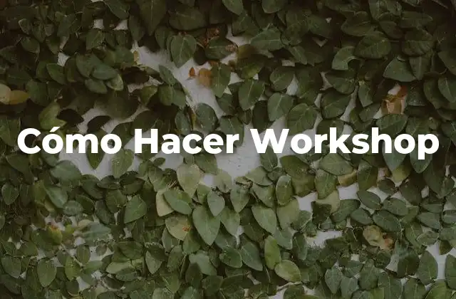 Cómo Hacer Workshop
