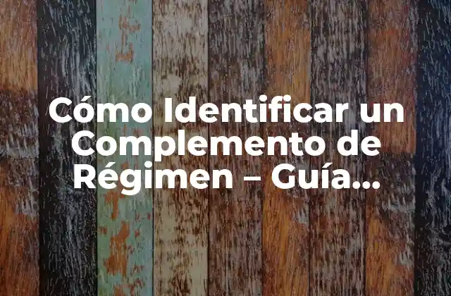 Cómo Identificar un Complemento de Régimen – Guía Completa