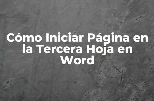 Cómo Iniciar Página en la Tercera Hoja en Word