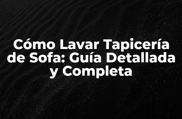 Cómo Lavar Tapicería de Sofa: Guía Detallada y Completa