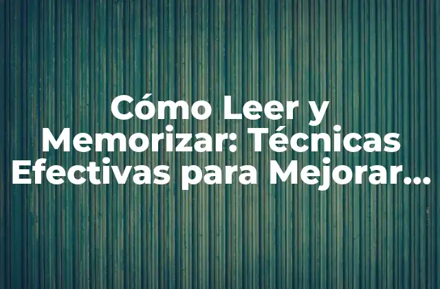 Cómo Leer y Memorizar: Técnicas Efectivas para Mejorar Tu Capacidad de Lectura y Retención