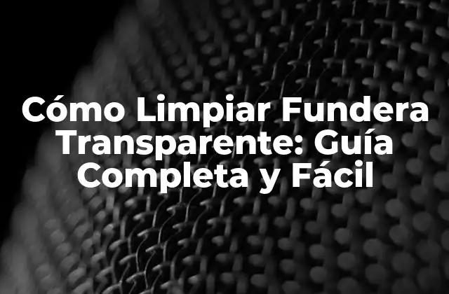 Cómo Limpiar Fundera Transparente: Guía Completa y Fácil