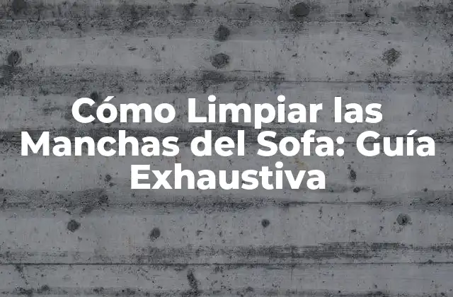 Cómo Limpiar las Manchas Del Sofa: Guía Exhaustiva