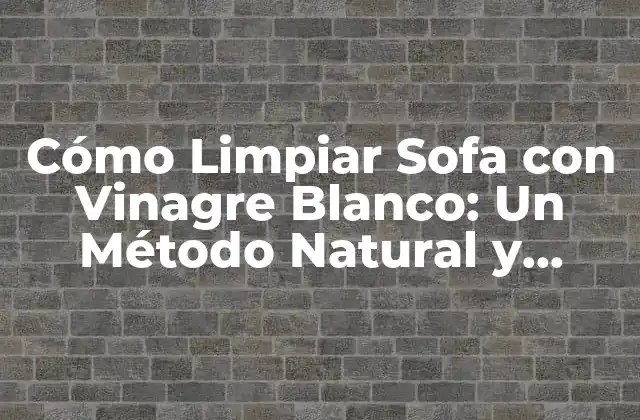Cómo Limpiar Sofa con Vinagre Blanco: un Método Natural y Efectivo