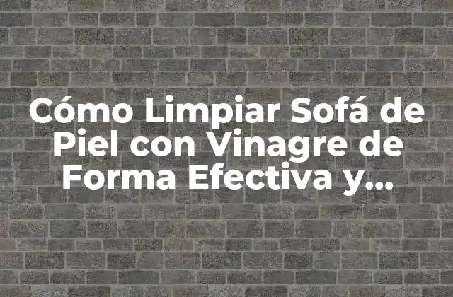 Cómo Limpiar Sofá de Piel con Vinagre de Forma Efectiva y Segura
