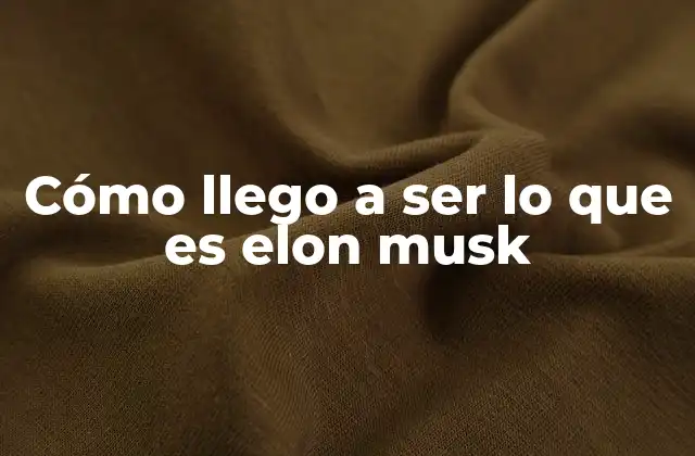 Cómo Llego a Ser Lo que es Elon Musk