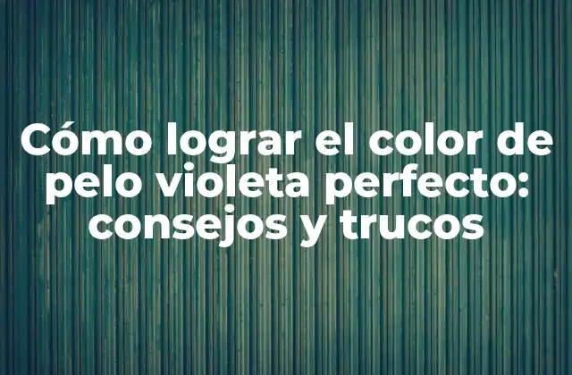 Cómo Lograr el Color de Pelo Violeta Perfecto: Consejos y Trucos