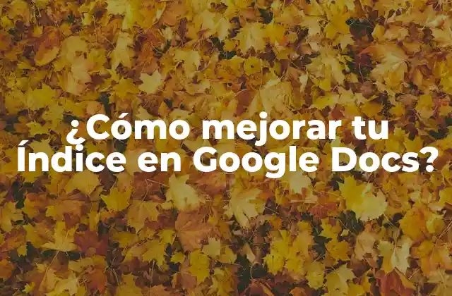 ¿cómo Mejorar Tu Índice en Google Docs?