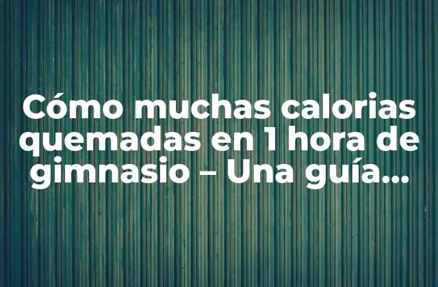 Cómo Muchas Calorias Quemadas en 1 Hora de Gimnasio – una Guía Completa