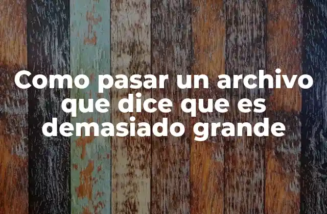 Como Pasar un Archivo que Dice que es Demasiado Grande