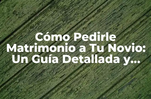 Cómo Pedirle Matrimonio a Tu Novio: un Guía Detallada y Romántica