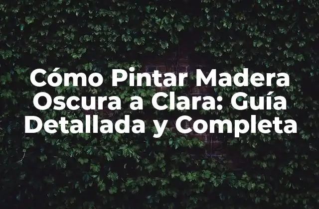 Cómo Pintar Madera Oscura a Clara: Guía Detallada y Completa