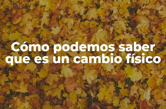 Cómo Podemos Saber que es un Cambio Físico