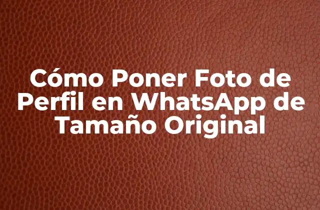 Cómo Poner Foto de Perfil en Whatsapp de Tamaño Original
