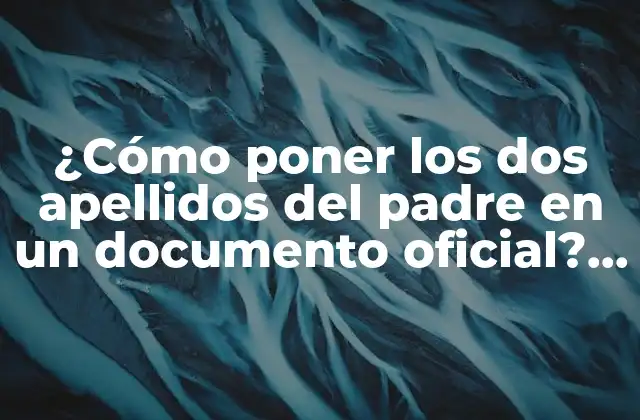 ¿cómo Poner los Dos Apellidos Del Padre en un Documento Oficial? Guía Completa