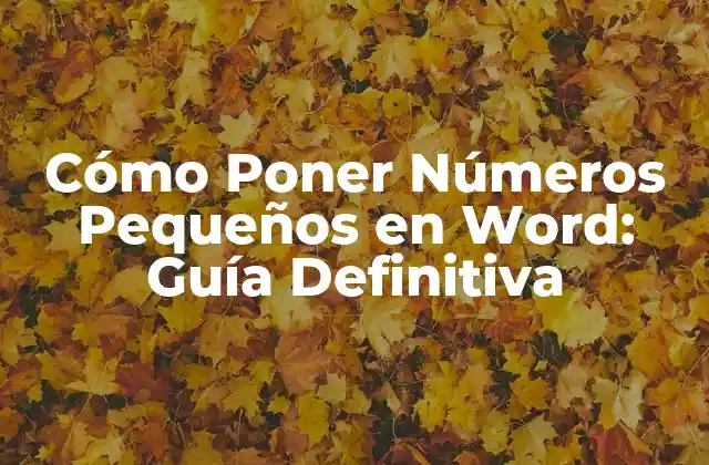 Cómo Poner Números Pequeños en Word: Guía Definitiva