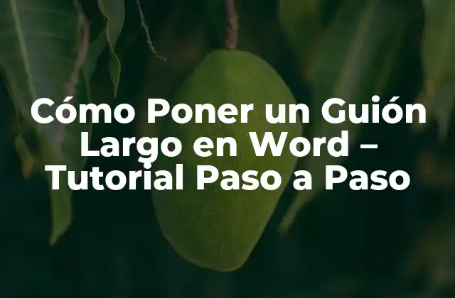 Cómo Poner un Guión Largo en Word – Tutorial Paso a Paso