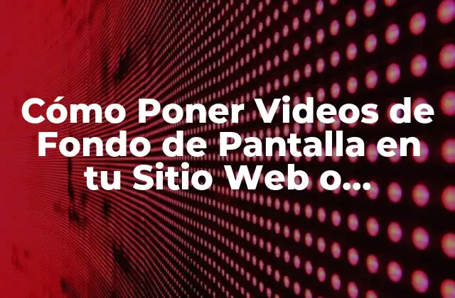 Cómo Poner Videos de Fondo de Pantalla en Tu Sitio Web o Presentación