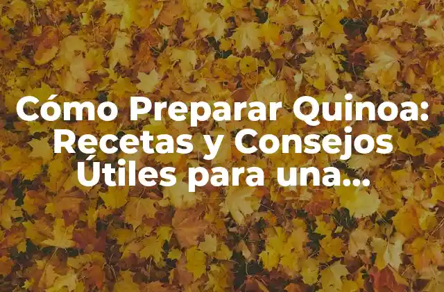 Cómo Preparar Quinoa: Recetas y Consejos Útiles para una Alimentación Saludable