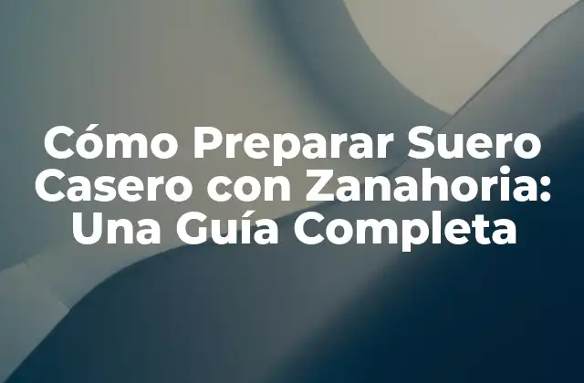 Cómo Preparar Suero Casero con Zanahoria: una Guía Completa