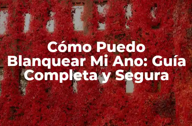 Cómo Puedo Blanquear Mi Ano: Guía Completa y Segura